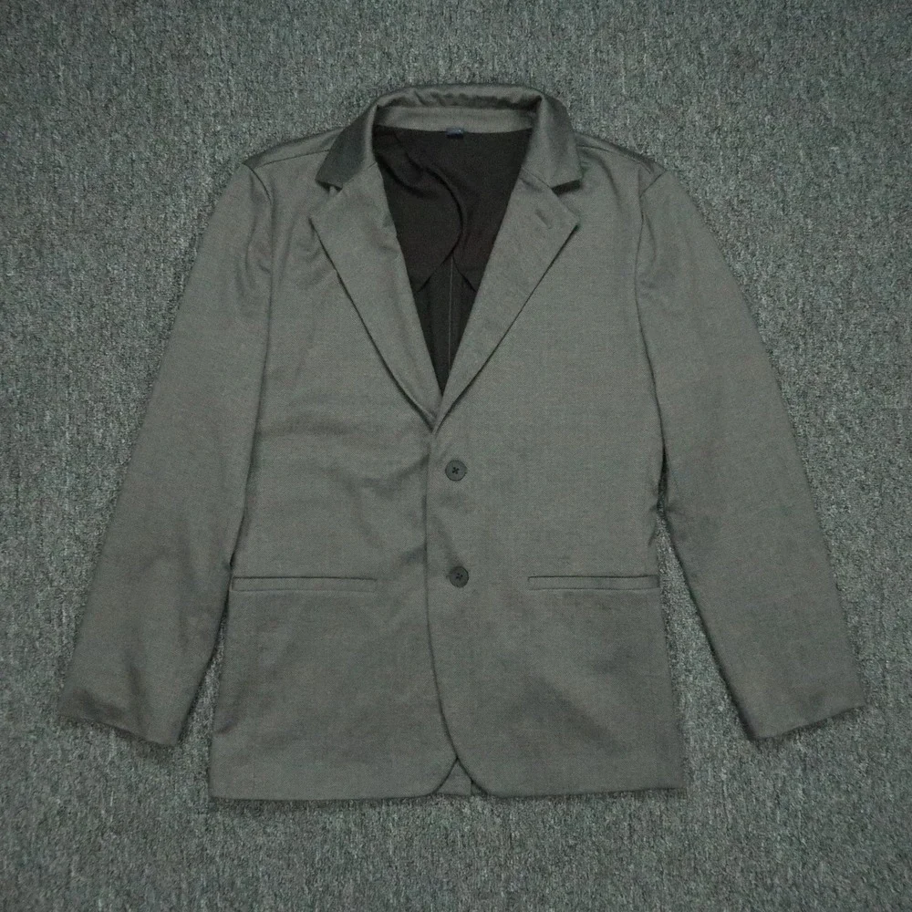 Mizzen Main Blazer‎ Mens Medium Gray Trim Herringbone Stretch Sport Coat
